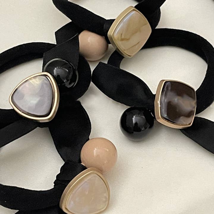 Marble Embellished Bow Hair Tie for wholesale by AK Brand