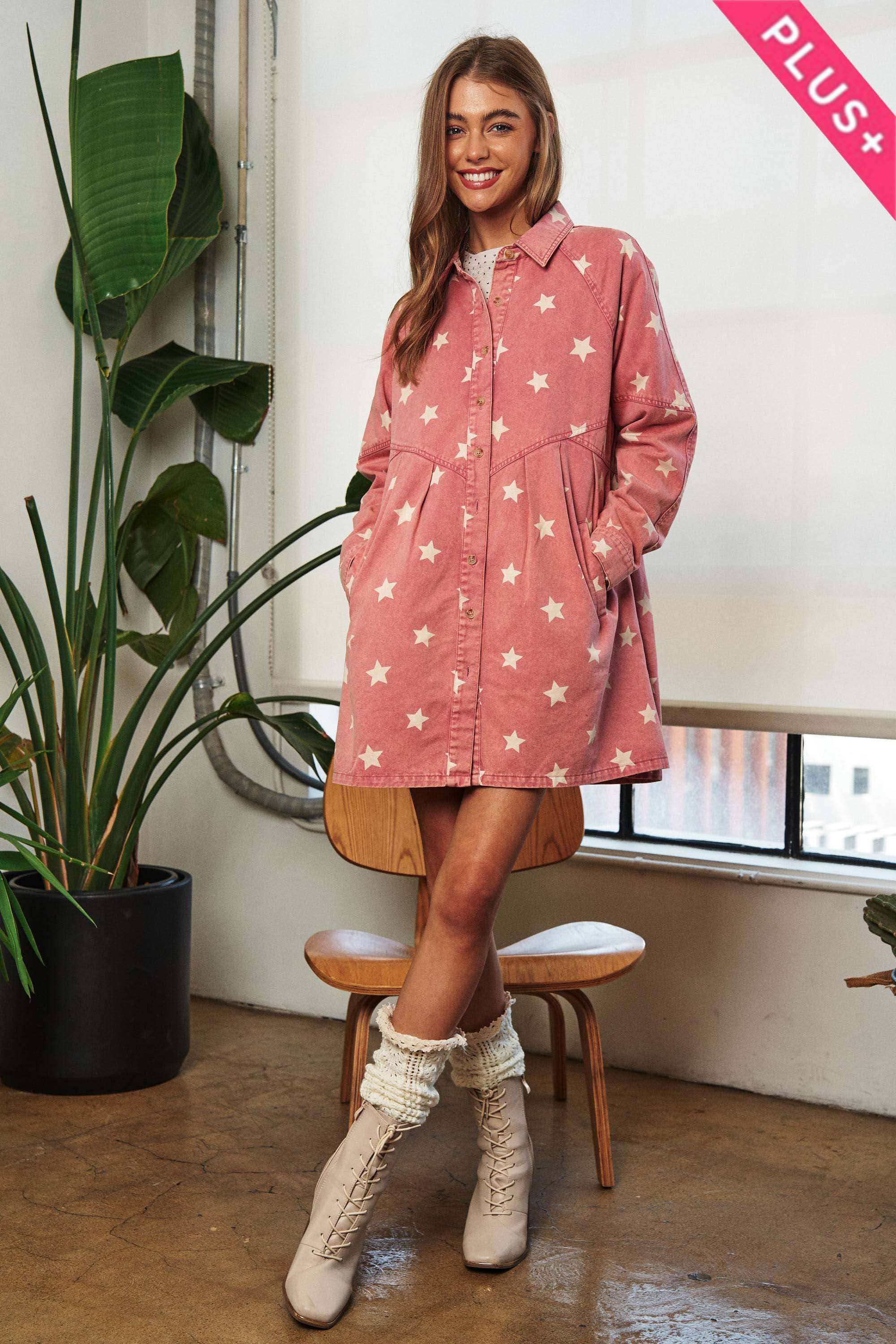 Rosa Francesa CAMISA DE MANGA REGLAN LAVADA PLUS STAR GARMENT de venta al por mayor en Faire8