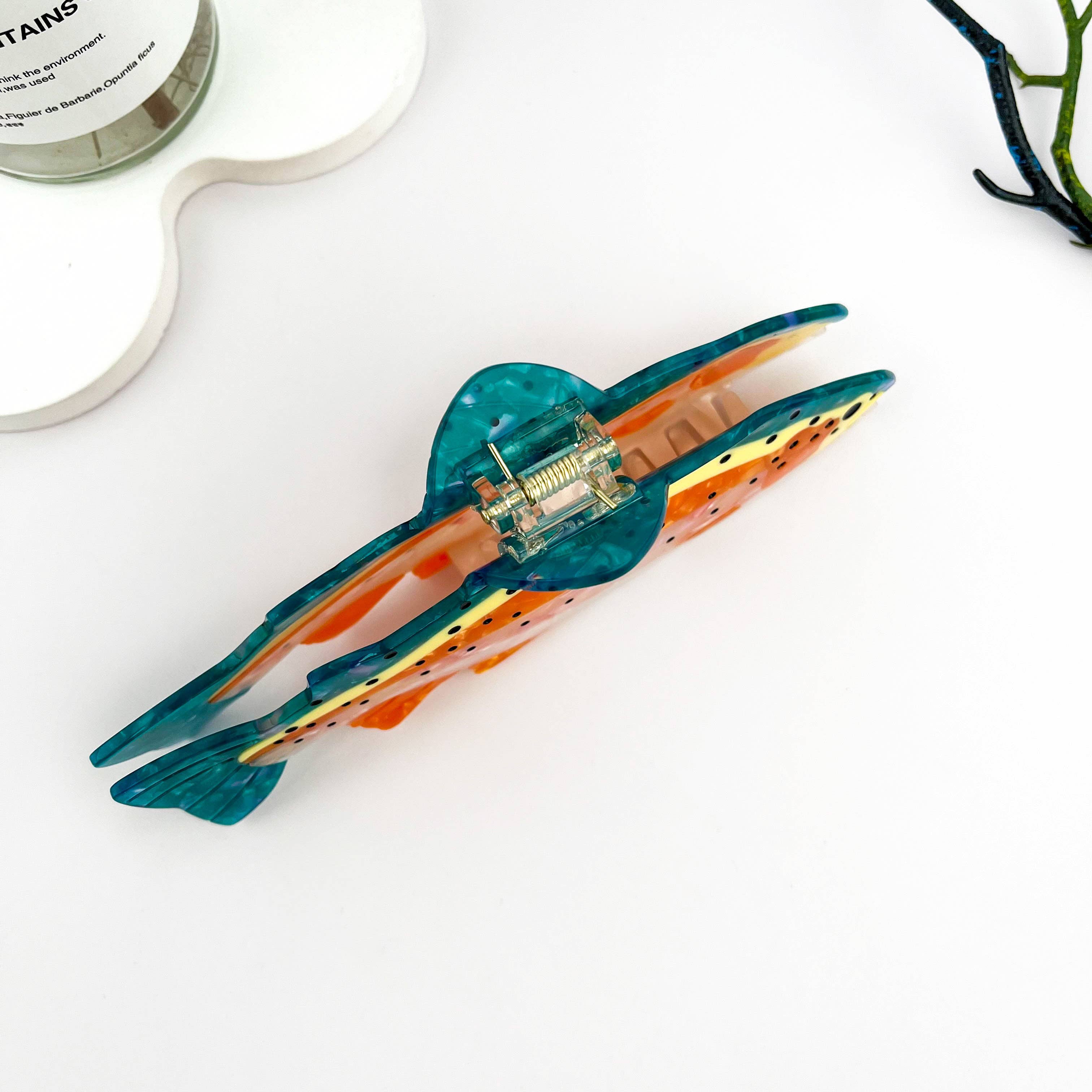 Orange Exquisite Perch Fish Ocean Animal Acetate Hair Claw Clip 🐟 for wholesale on Faire5