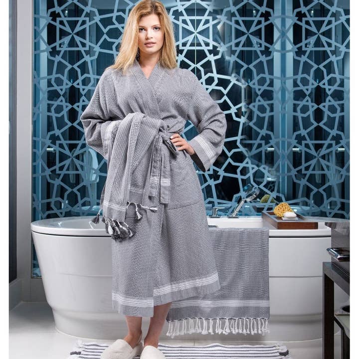 Cotton and Olive - Wholesale Robe - Unisex - Tuana Cotton Hammam Unisex Bathrobe3