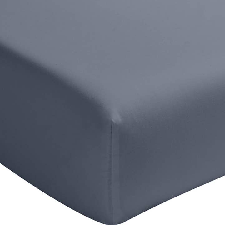 Fitted sheet 180x200 cm Washed Cotton Percale Forever Blue for wholesale by Housse De Rêve