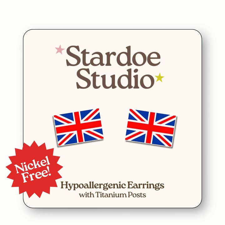 Stardoe Studio - Wholesale Stud/post earrings - Union Jack (British/United Kingdom) Flag Earrings0