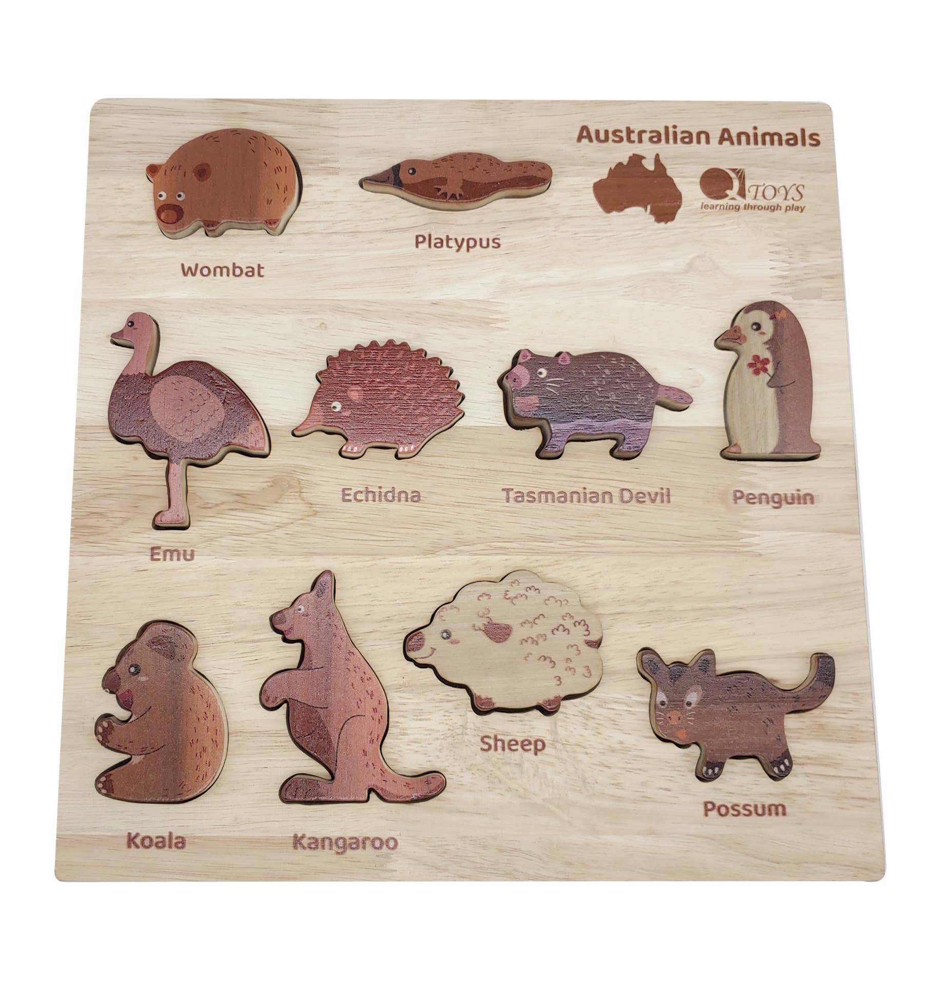 Q Toys - Wholesale Puzzle – Child - Natural Australian Animal Puzzle and Play Set3