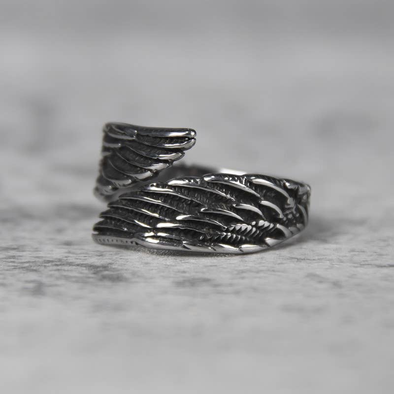 Argento Anello con ali angolari alla moda in vendita all'ingrosso su Faire