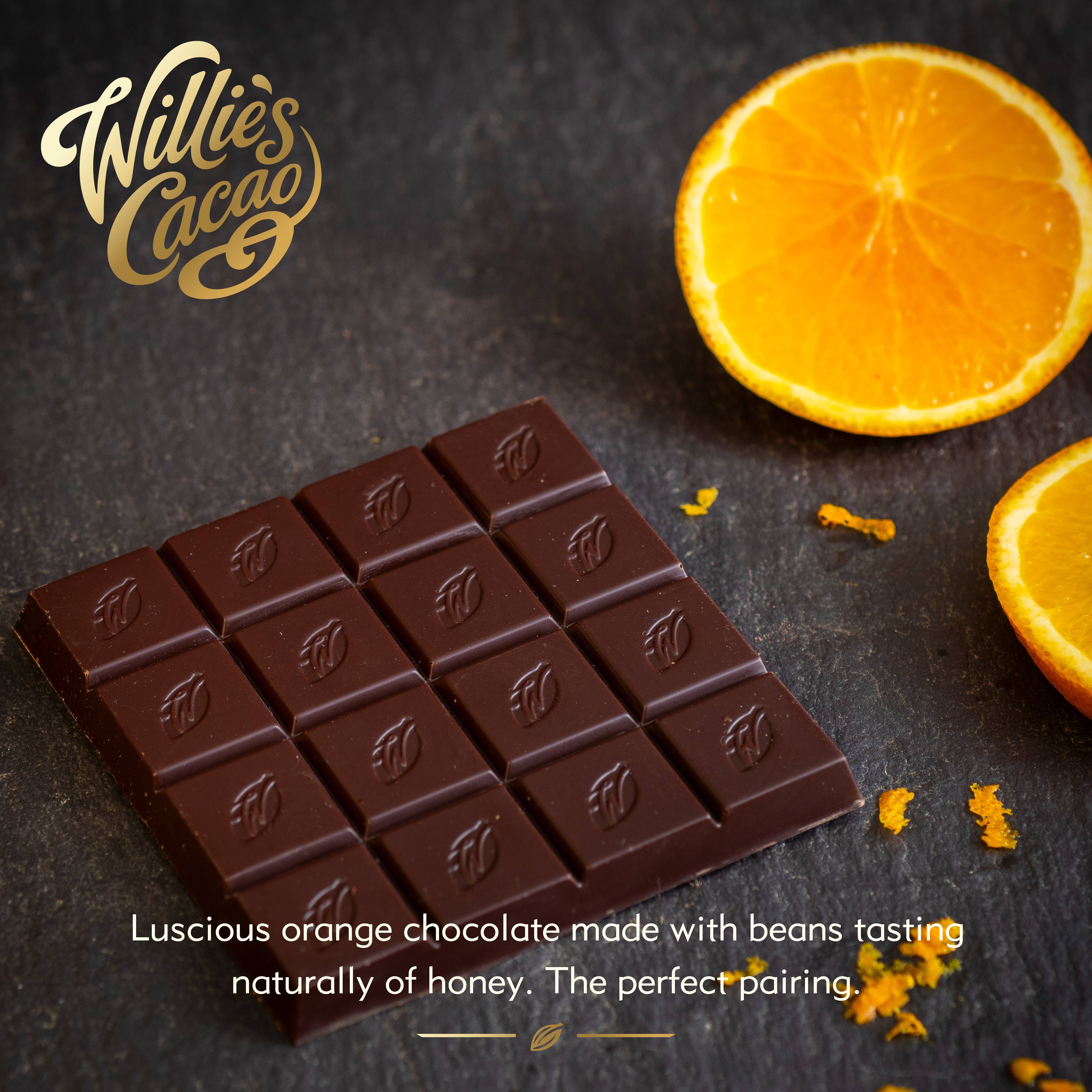 Willie's Cacao USA - Wholesale Chocolate Bar - Luscious Orange. Dark Chocolate with Orange bar. Vegan.2