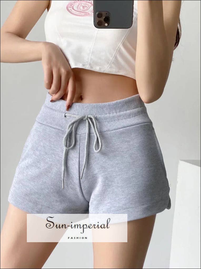 Sun Imperial - Wholesale Athletic Shorts - Women's - Women Cotton Sweat Runner Shorts With Curved Hem Detail