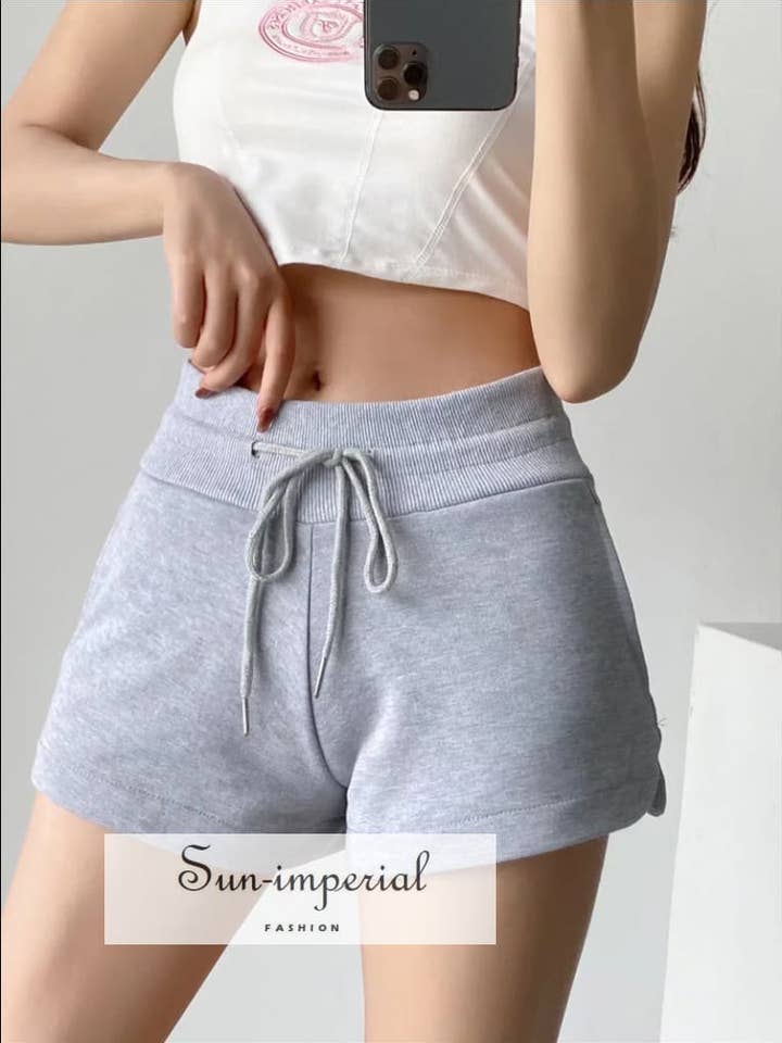 Sun Imperial - Wholesale Athletic Shorts - Women's - Women Cotton Sweat Runner Shorts With Curved Hem Detail0
