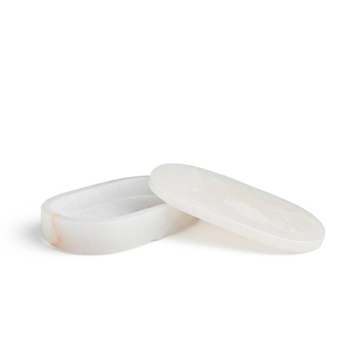 White Alabaster Oval Display Box Med.7"x4"x1.5" for wholesale by BIDKhome