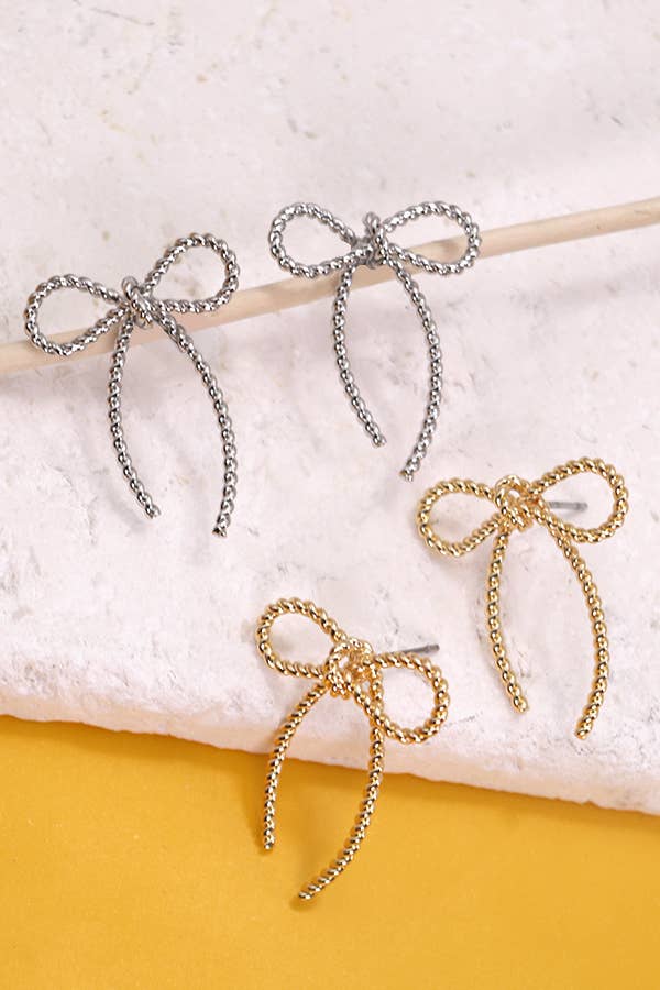 JOSSLYN by wall to wall - Wholesale Dangle Earrings - ROPE BOW DESIGN STUD EARRINGS | 10E30630077