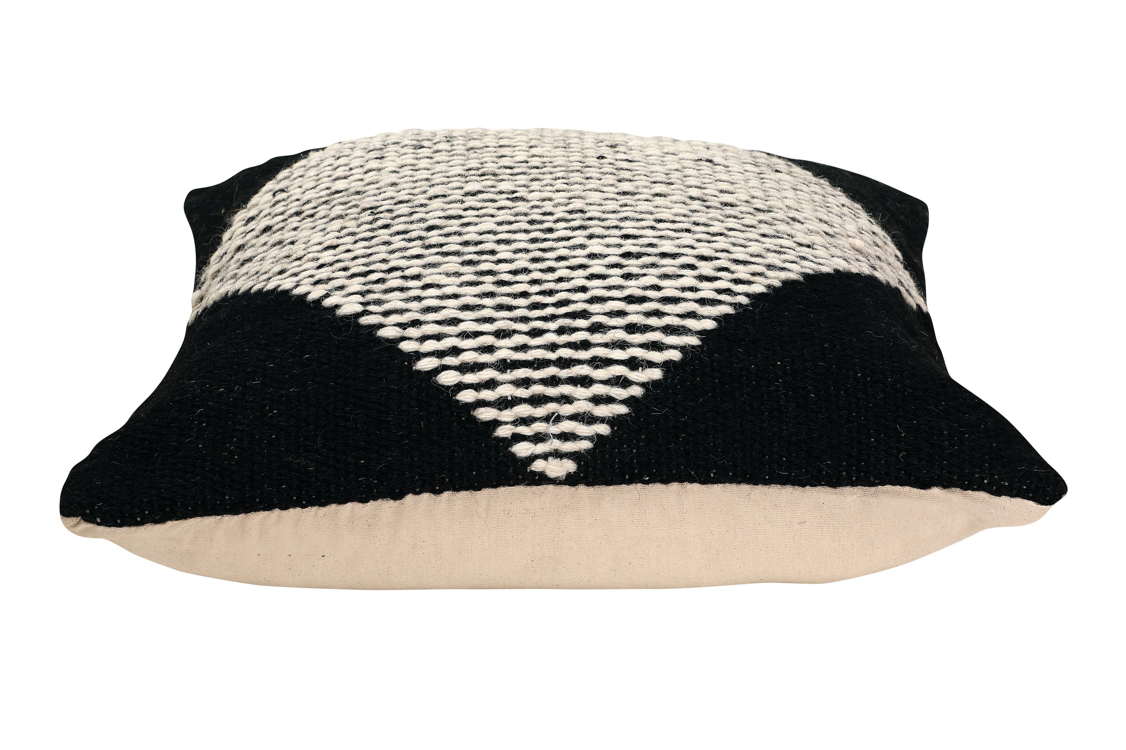 Casa Amarosa - Wholesale Throw/Decorative Pillow - GoodWeave Certified Diagonal Stripe Pillow - Black1