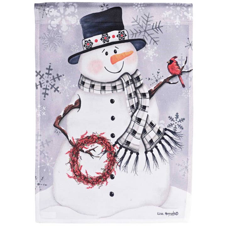 Flag Snowman With Berry Wreath 30x44 for wholesale by Dicksons