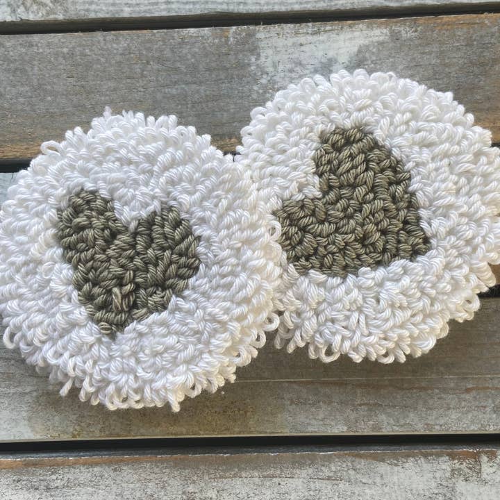 Car holder (2) coffee coasters, mug rug for car,punch needle for wholesale by Chickadee Creations