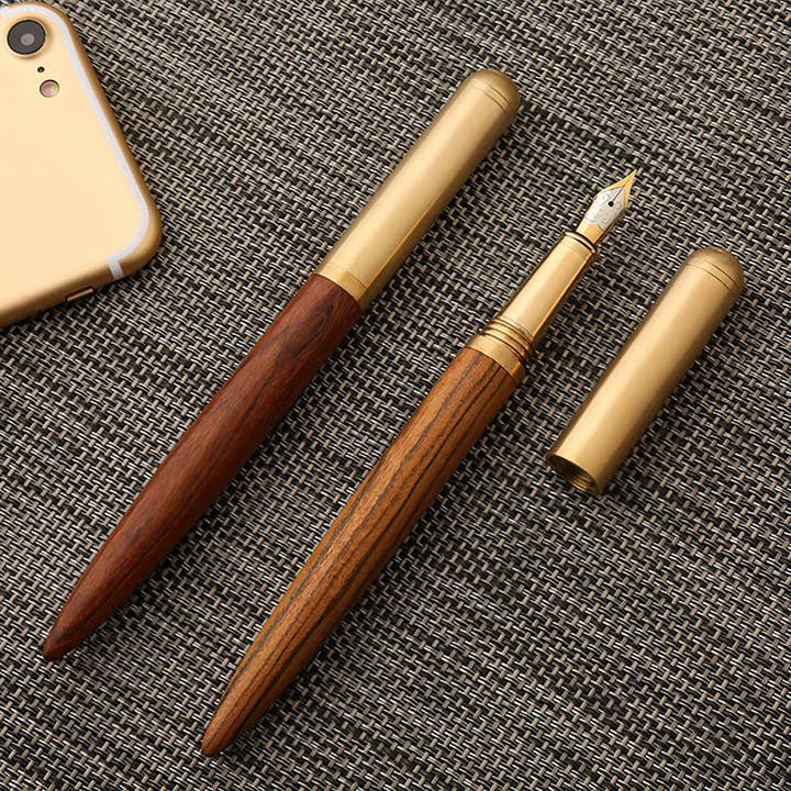 Wood Fountain Pens - Wholesale Pen - Handmade Wood and Brass Fountain Pen | The Hemmingway10