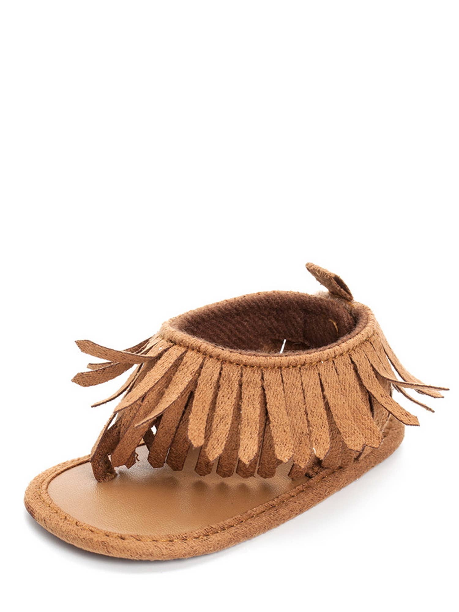 Fennco Styles - Wholesale Crib Shoes - Baby - Brown Boho Fringe Soft Sole Sandal Baby Crib Shoes2