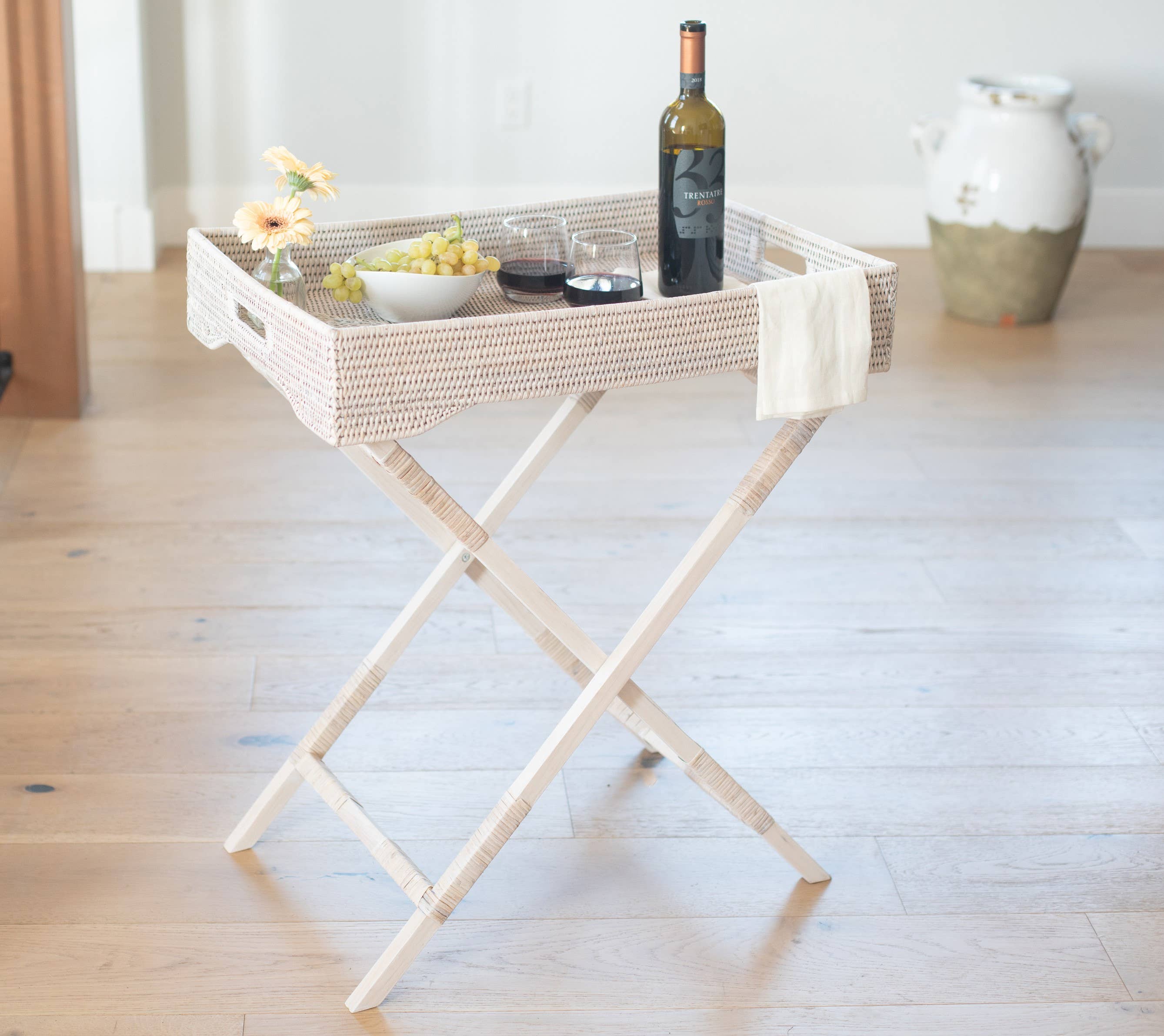 Artifacts Trading Company - Wholesale Serving Tray - Rattan Butler Tray Table – Folding Serving Table11