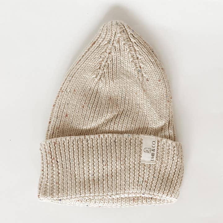 Gorro de punto grueso | Beige moteado para venta al por mayor de Lmb&Co.