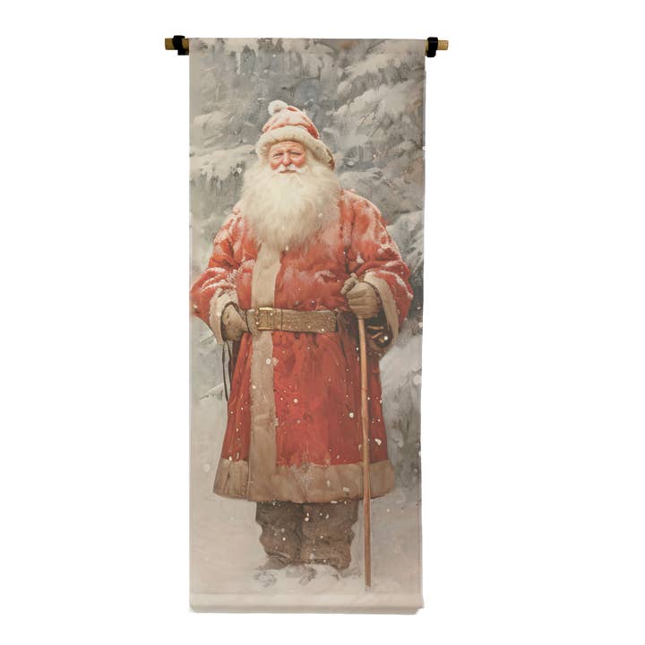 3'x6' Canvas Scroll - Santa in Snow for wholesale by Brayden and Brooks