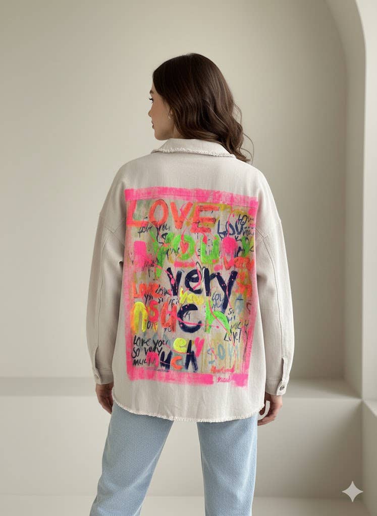 Ecru Artistic Oversized Jacket for wholesale on Faire