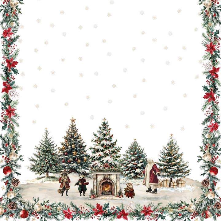 Plaid "Xmas Village", 100% Made in Italy for wholesale by The Napking