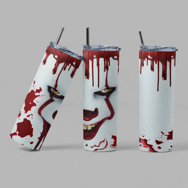 IT Clown Face Horror Movie Inspired Tumbler for wholesale by The Geek Boutique