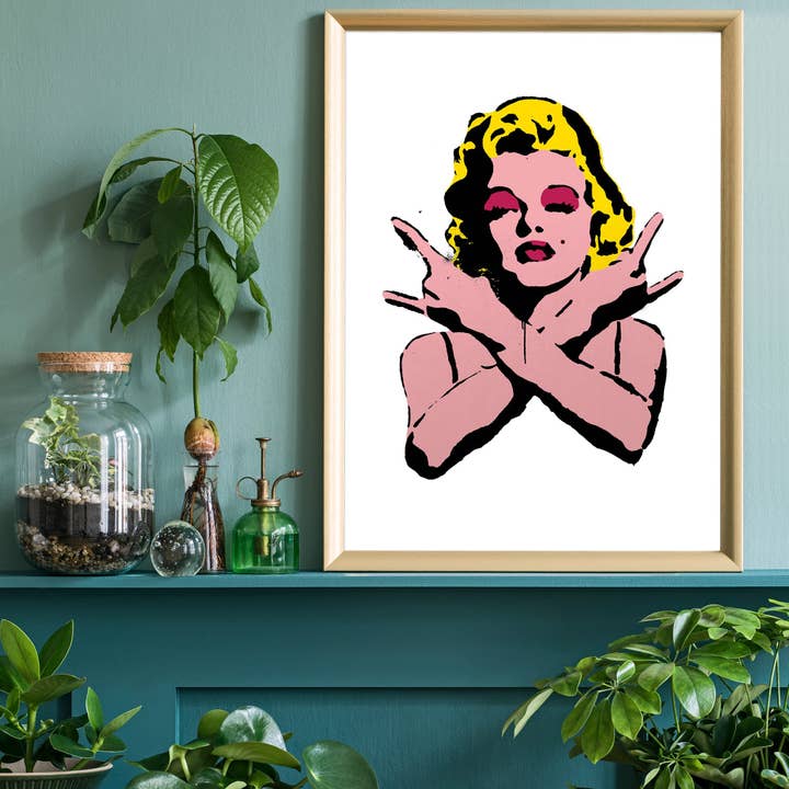Ink & Drop - Wholesale Art Print - Marilyn Monroe Rock N Roll Stencil Art Graffiti White Print1