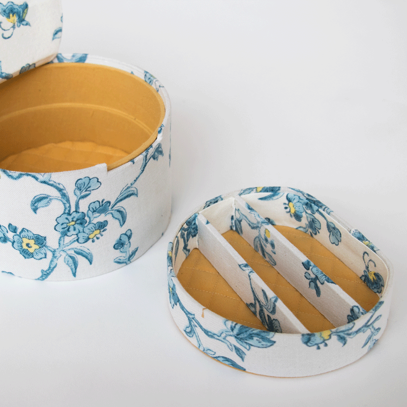 Craft Boat – wholesale Desk organiser – ROUND KEEPSAKE JEWELLERY BOX - INDIGO2