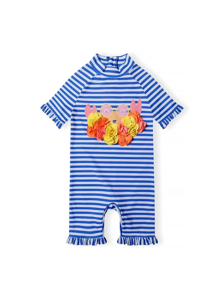 Minoti sp. z o.o. - Wholesale One Piece Swimsuit - Kids - 2 Piece Rash Suit and Hat Set with Frill