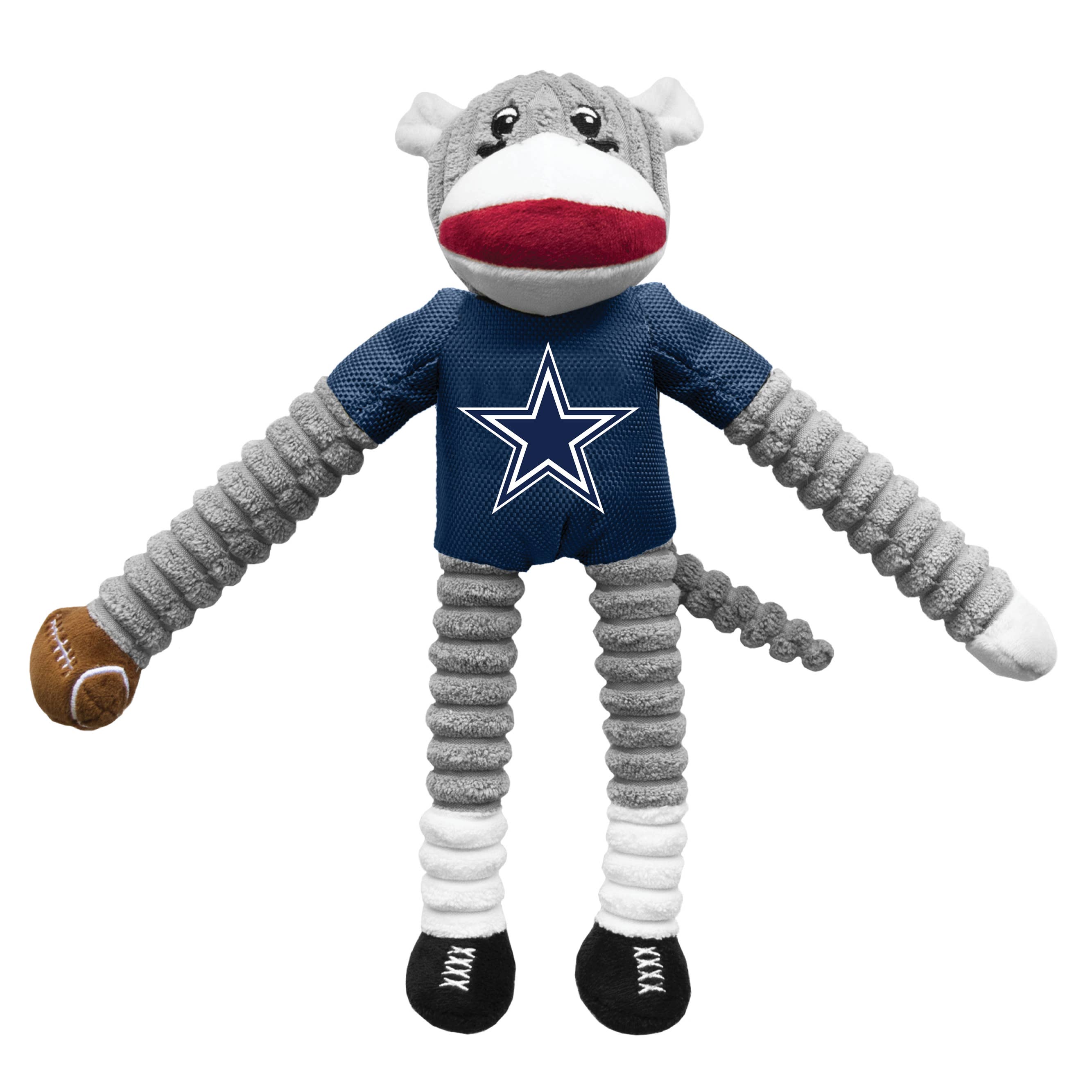 Little Earth Productions - Wholesale Pet Plush Toy - Dog - NFL Dallas Cowboys Team Sock Monkey Pet Toy0