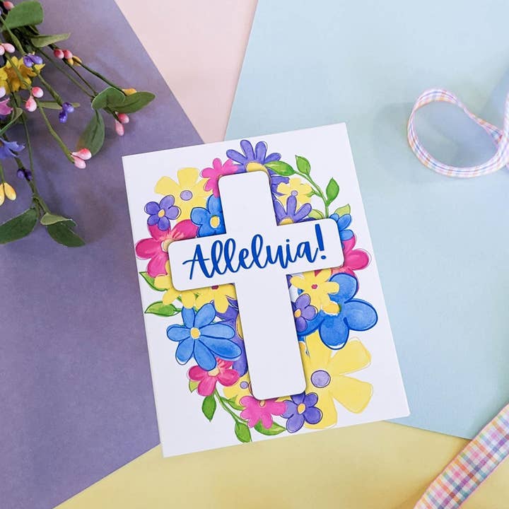 Alleluia Easter Floral Card for wholesale by Meg Huff Photography & Art