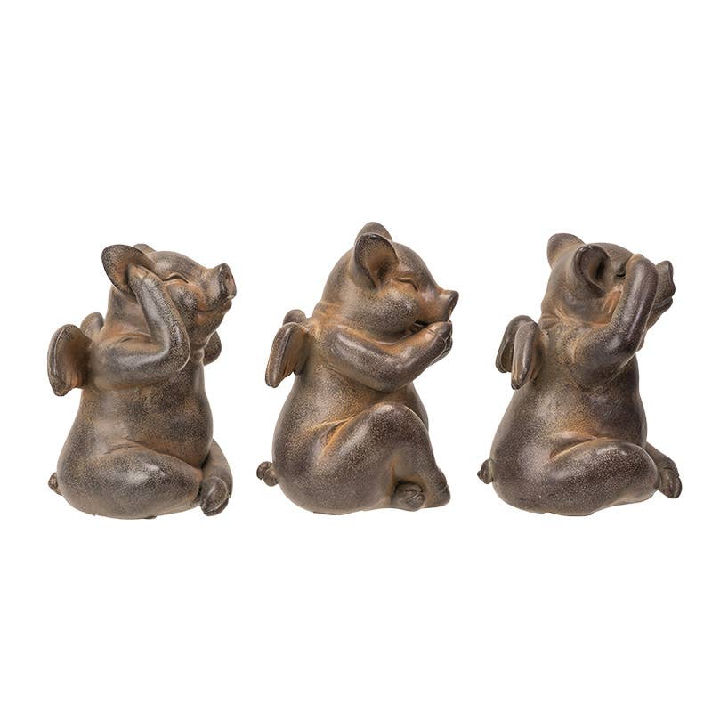 Pacific Trading - Wholesale Decorative Figurine - When Pigs Fly See, Speak, and Hear No Evil Set2