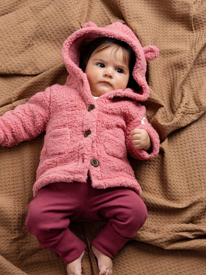 Monica + Andy - Wholesale Cardigan – Baby - Baby Sherpa Teddy Cardigan_Mauve Pink2