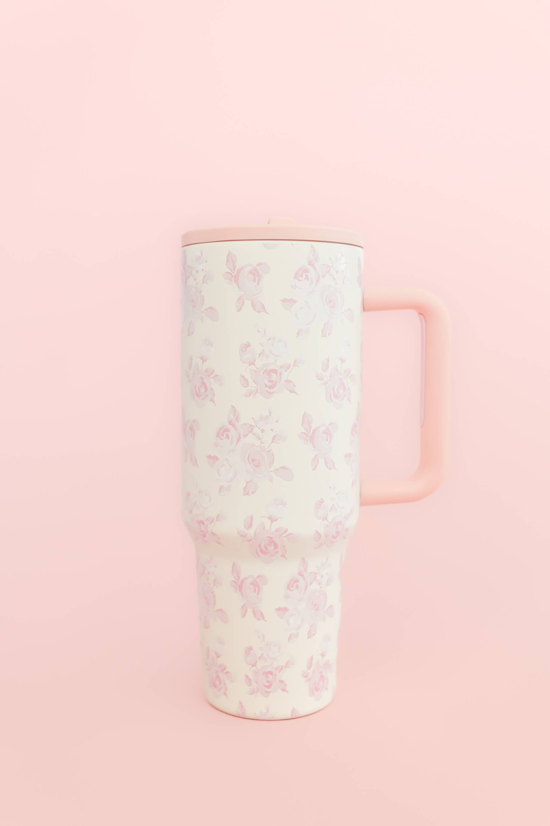 Rock Paper Scissors - Wholesale Insulated mug/tumbler - Pink Floral 40oz Tumbler with Spill Proof Lid and Flip Straw1
