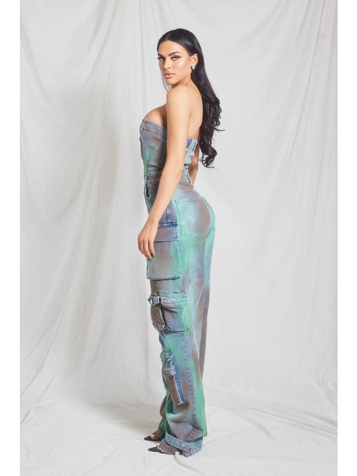 WFFS – wholesale Jumpsuit - Dam – Flerfärgad Cargo Denim Jumpsuit1
