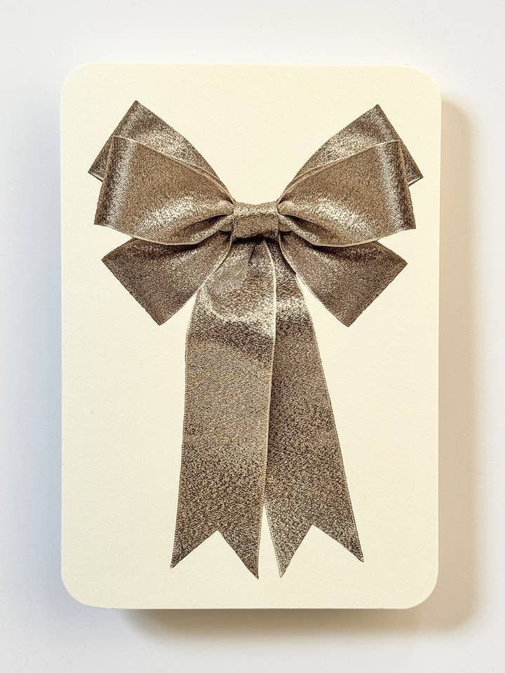 Silver Bow Greeting Card | Birthday Card | Luxury Cards for wholesale by Canonbury Press