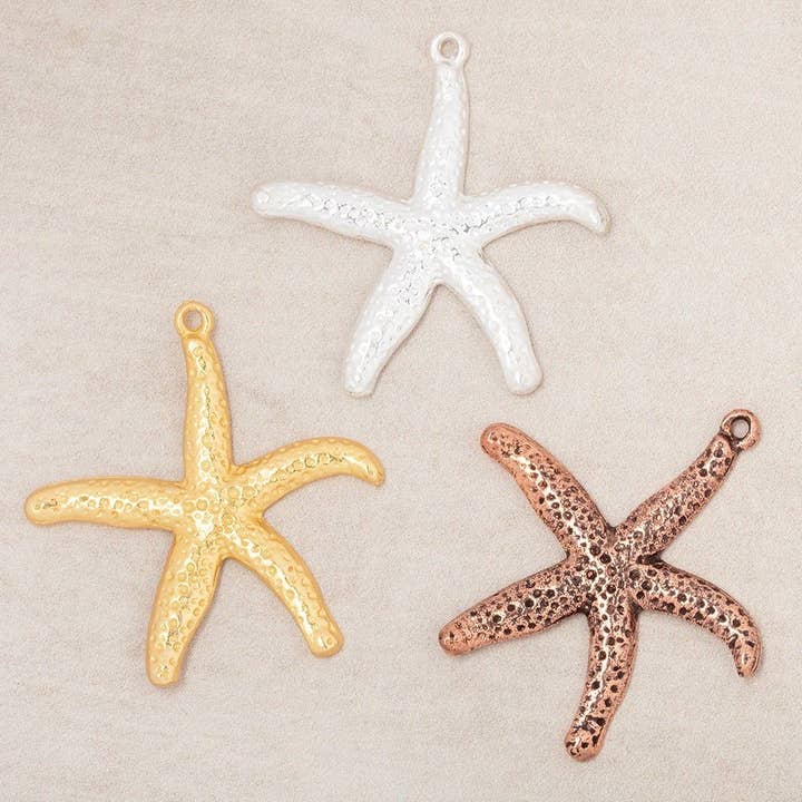 22kt Gold plated Copper Starfish Charm Finding Set of 2 for wholesale by The Bead Traders