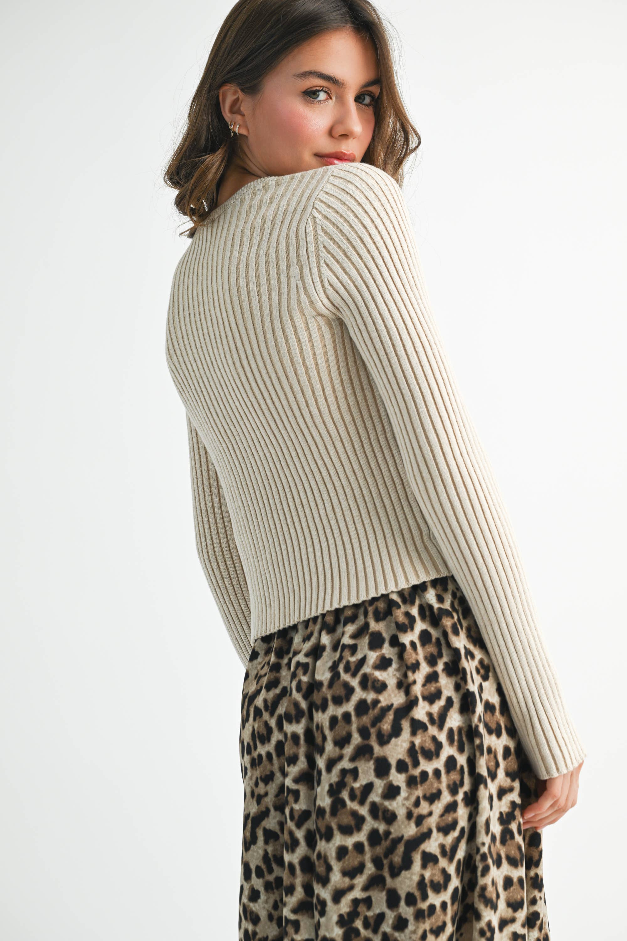 AEMI + CO - Wholesale Cardigan - Women's - 3391GK Ribbed Button-Up Cardigan23