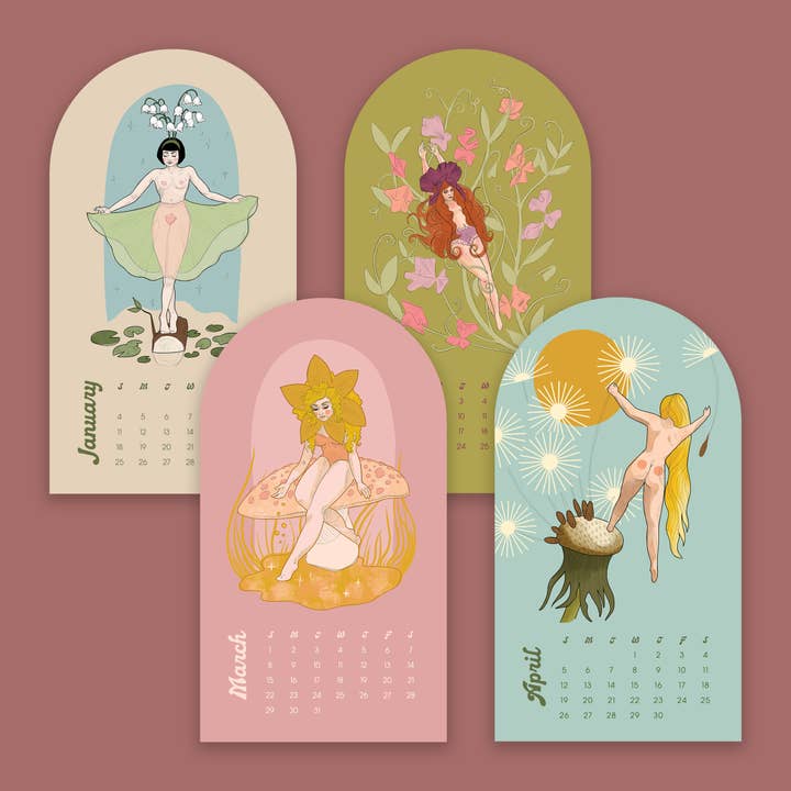 Whimsical Art by Darcy Goedecke - Wholesale Calendar - Small Floral Fairy Calendar | 20262