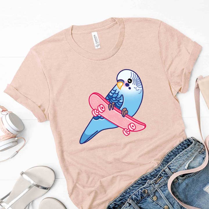 Skater Budgie Graphic Tee for wholesale by Superr Sunday