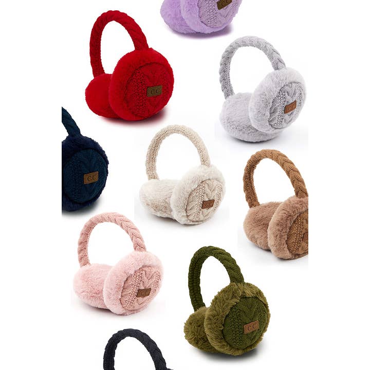 Hana - Wholesale Earwarmers/Ear Muffs - Women's - C.C Cable Knit Fur Earmuff Ear Warmer