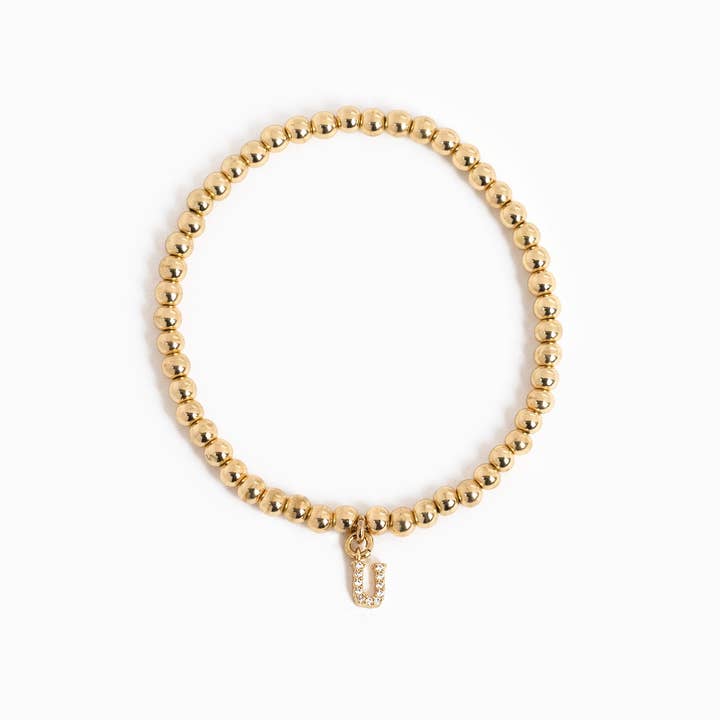 Sessori - Wholesale Charm/Dangle Bracelet - CZ Pave Letter Initial Stretch Bracelet19