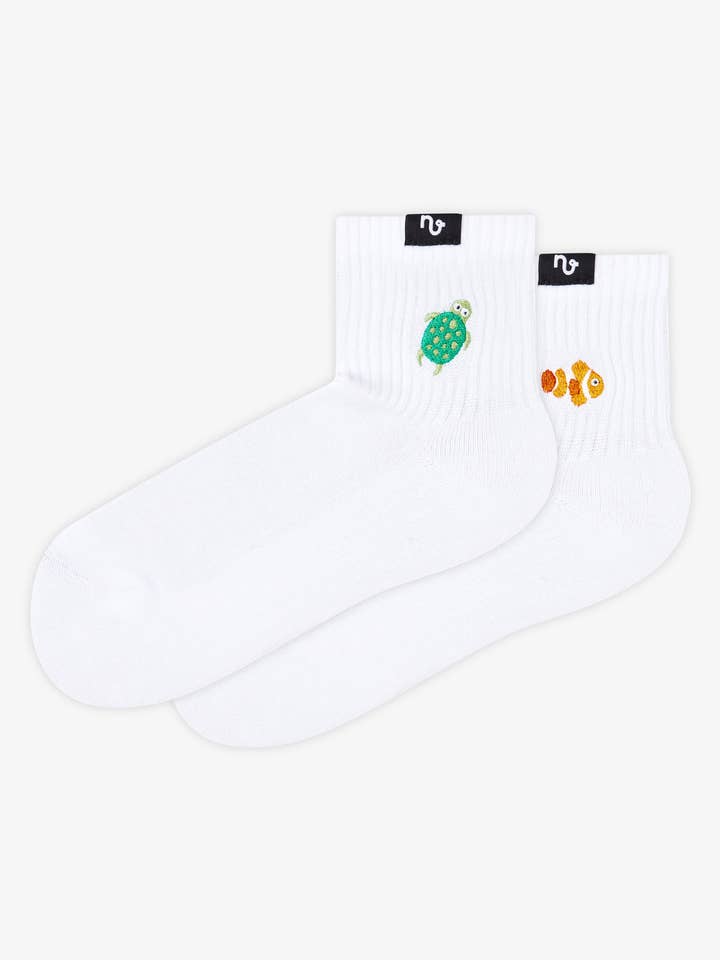 2 PACK SOCKEN BIO MID CUT FISH TURTLE for wholesale by Natural Vibes