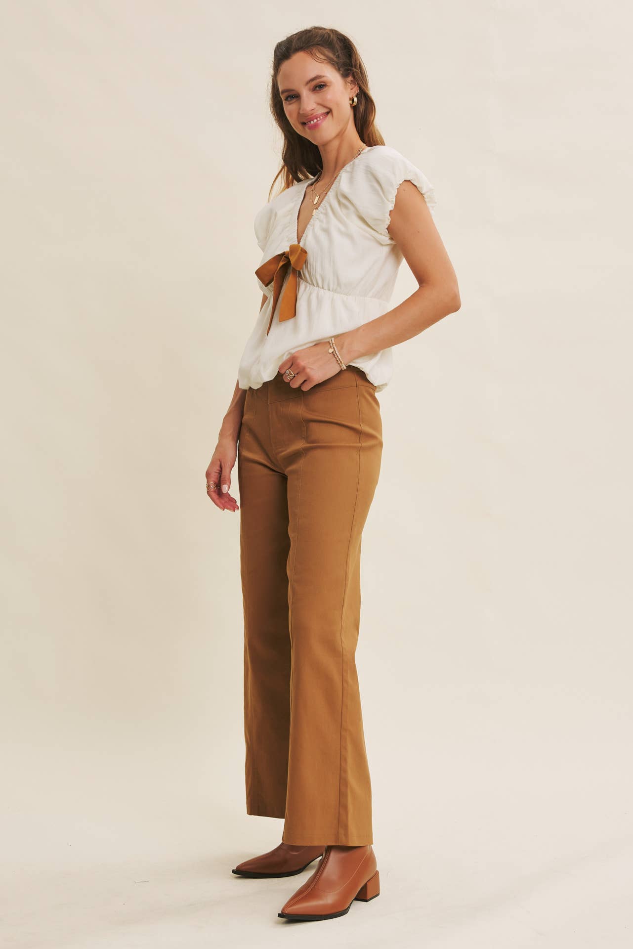 in february - Wholesale Blouse - Women's - SEASONLESS FEMININE CRINKLE BLOUSE WITH CONTRAST BOW TIE14