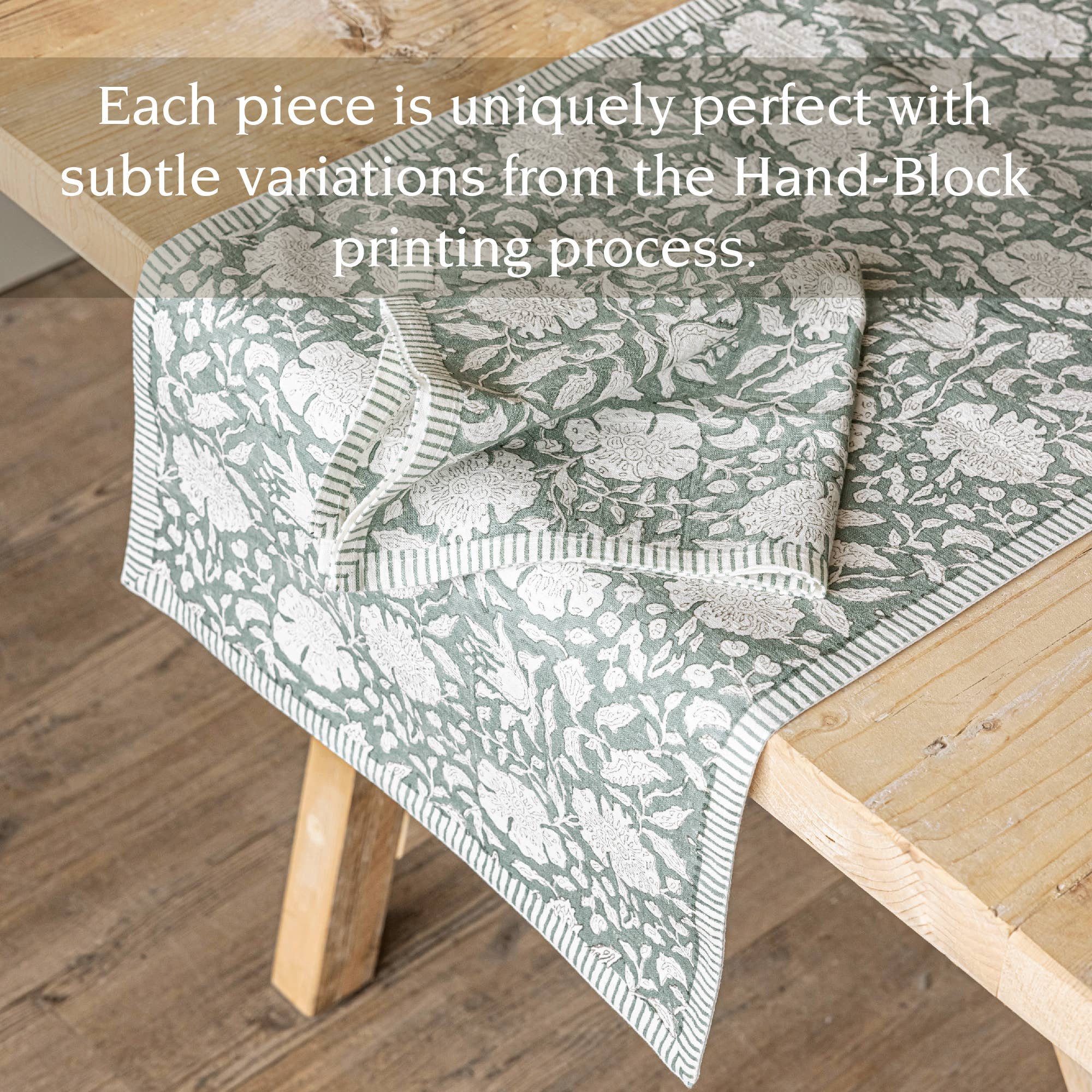 over&back - Wholesale Table Runner -  Hand-Blocked Table Runner Floral Patterns 18x10845