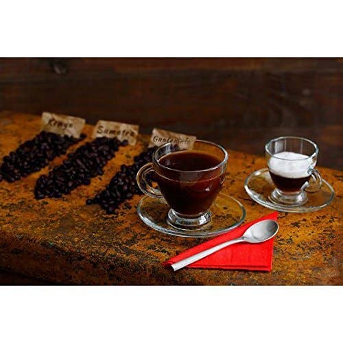 Hakan – Großhandel Tee-/Kaffeetasse – Glas Kaffee Teetassen mit Untertassen 6er Set (12 Stück), 7,6 oz5