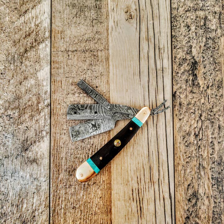 HomeTown Knives. - Wholesale Razor - Replaceable Blade Damascus Straight Razor