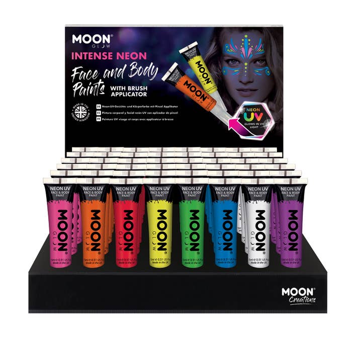 Neon UV Face & Body Paint w/brush 48 Full Display for wholesale by Moon Makeup