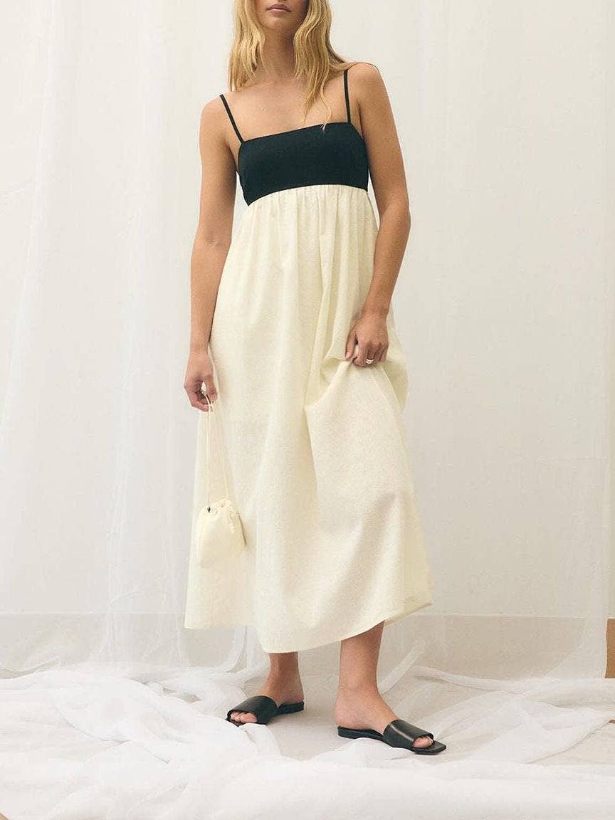 Beige Cotton Minimalism Spaghetti straps maxi dress for wholesale on Faire27