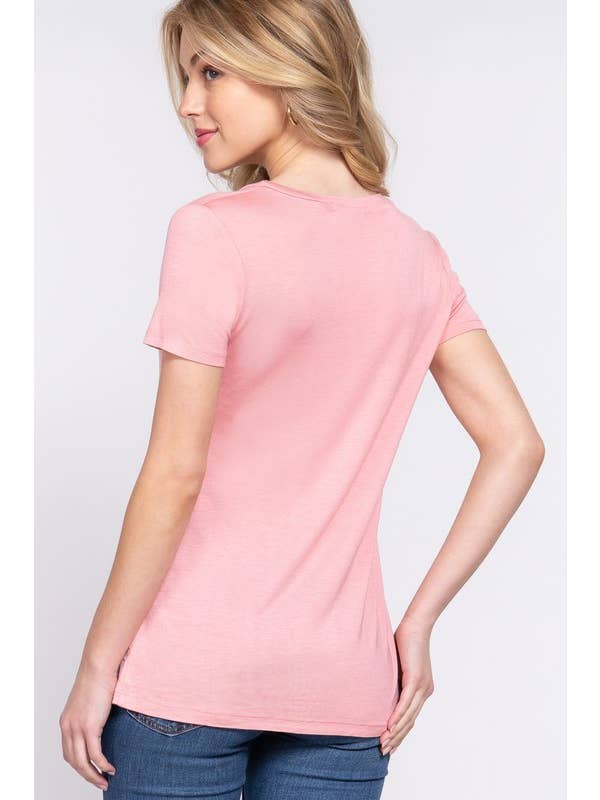 Active Basic | Active USA - Wholesale T-shirt – women's - Short Sleeve V-neck Top with Pocket17