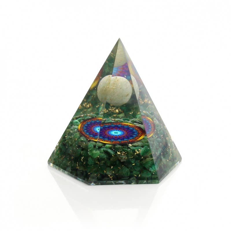 UniArt - Wholesale Spiritual Stone/Crystal - Hexagonal orgonite with sphere and natural stones10
