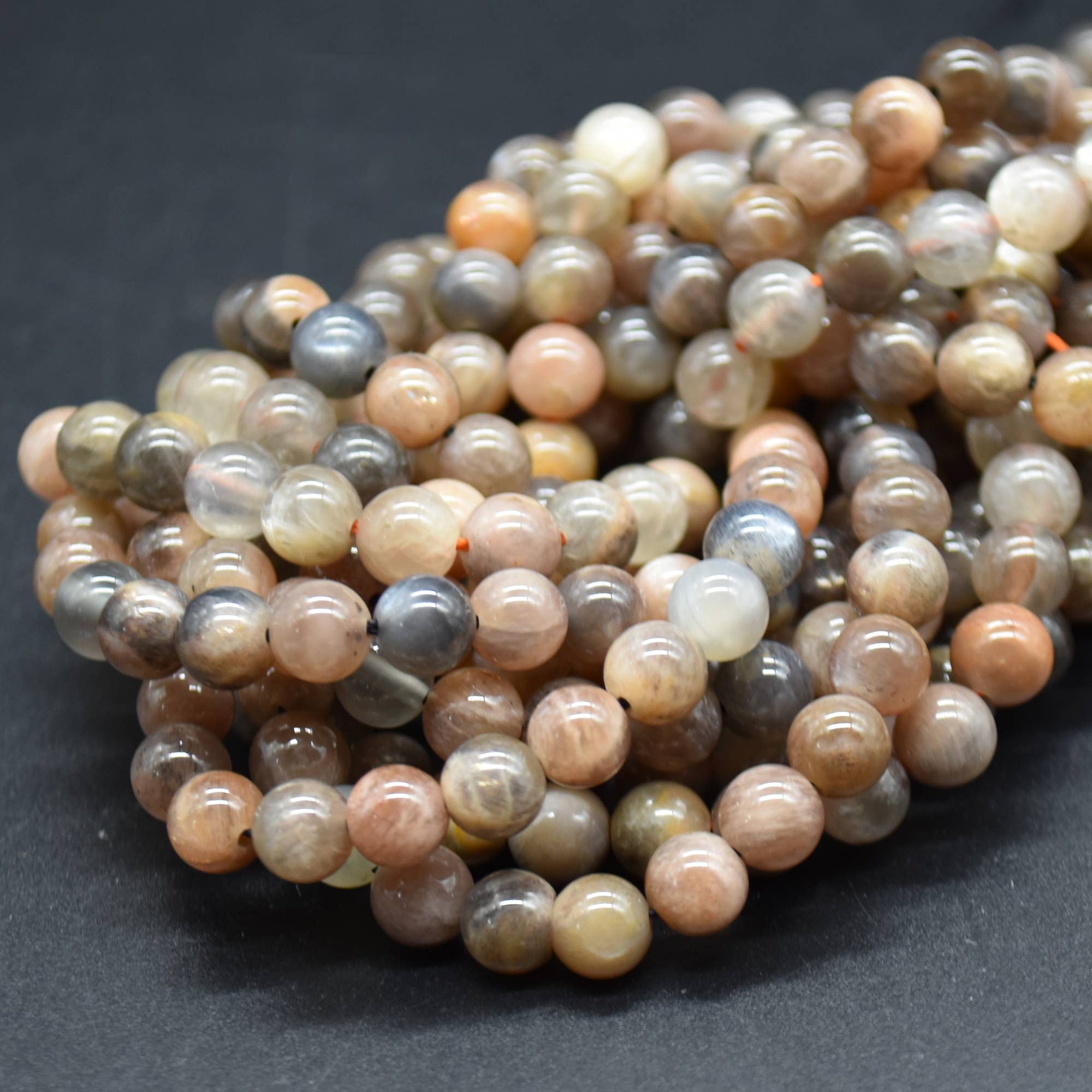 Oriental Direct Craft Supplies - Wholesale Beads - Natural Black Moonstone Semi-Precious Gemstone Round Beads1